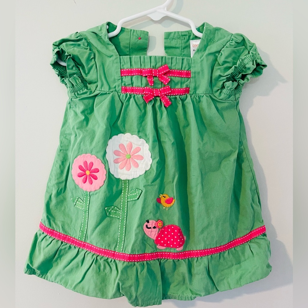 Gymboree Green Dress with Pink Floral Accents